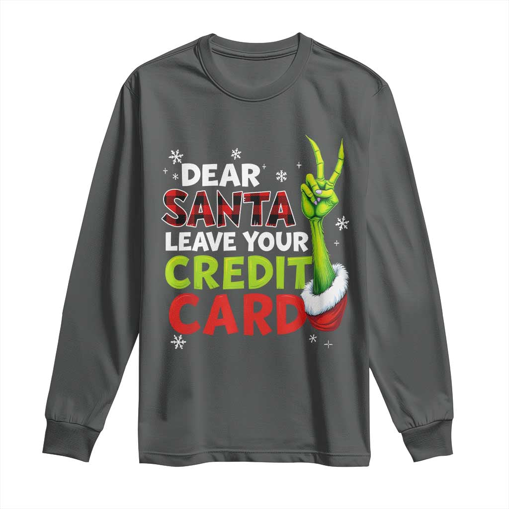 Funny Christmas Long Sleeve Shirt Dear Santa Leave Your Credit Card Red Plaid Pajamas - Wonder Print Shop