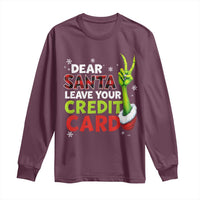Funny Christmas Long Sleeve Shirt Dear Santa Leave Your Credit Card Red Plaid Pajamas - Wonder Print Shop