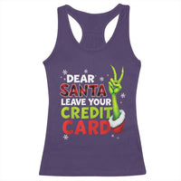 Funny Christmas Racerback Tank Top Dear Santa Leave Your Credit Card Red Plaid Pajamas - Wonder Print Shop