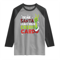 Funny Christmas Raglan Shirt Dear Santa Leave Your Credit Card Red Plaid Pajamas - Wonder Print Shop