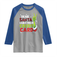 Funny Christmas Raglan Shirt Dear Santa Leave Your Credit Card Red Plaid Pajamas - Wonder Print Shop