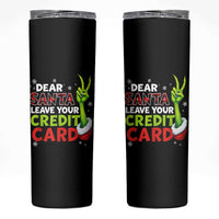 Funny Christmas Skinny Tumbler Dear Santa Leave Your Credit Card Red Plaid Pajamas - Wonder Print Shop
