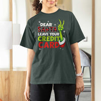 Funny Christmas T Shirt For Women Dear Santa Leave Your Credit Card Red Plaid Pajamas - Wonder Print Shop