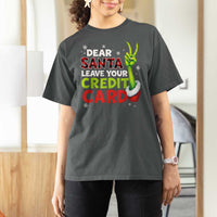 Funny Christmas T Shirt For Women Dear Santa Leave Your Credit Card Red Plaid Pajamas - Wonder Print Shop