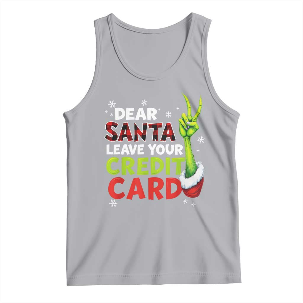Funny Christmas Tank Top Dear Santa Leave Your Credit Card Red Plaid Pajamas - Wonder Print Shop