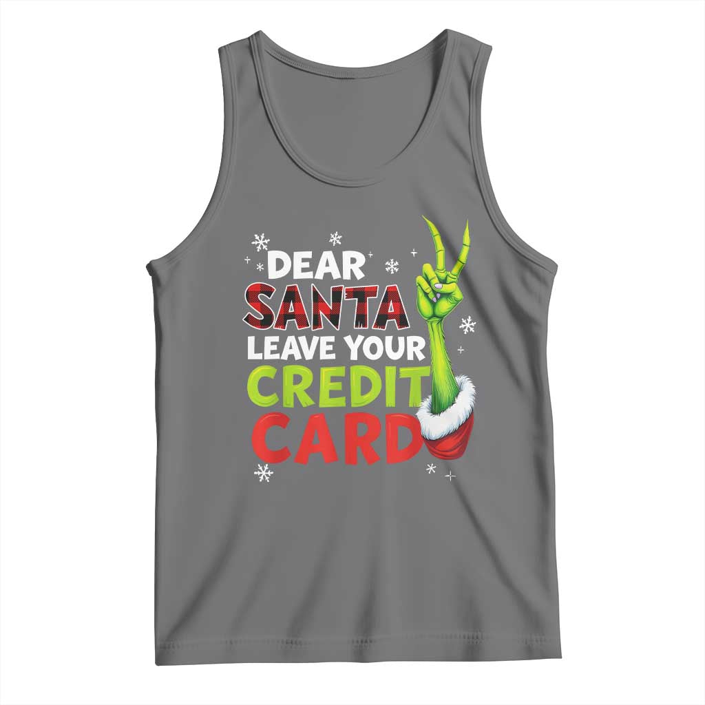 Funny Christmas Tank Top Dear Santa Leave Your Credit Card Red Plaid Pajamas - Wonder Print Shop