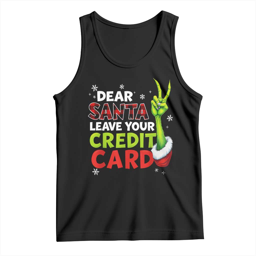 Funny Christmas Tank Top Dear Santa Leave Your Credit Card Red Plaid Pajamas - Wonder Print Shop