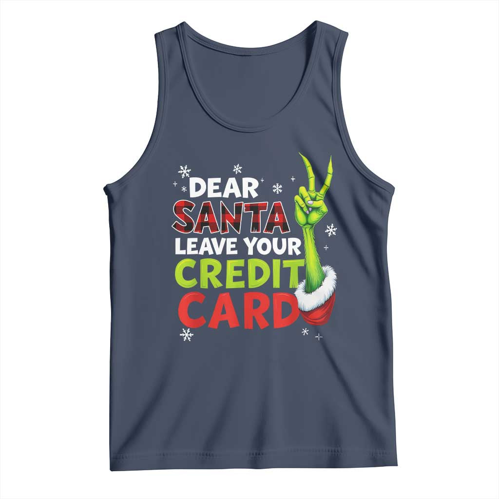Funny Christmas Tank Top Dear Santa Leave Your Credit Card Red Plaid Pajamas - Wonder Print Shop