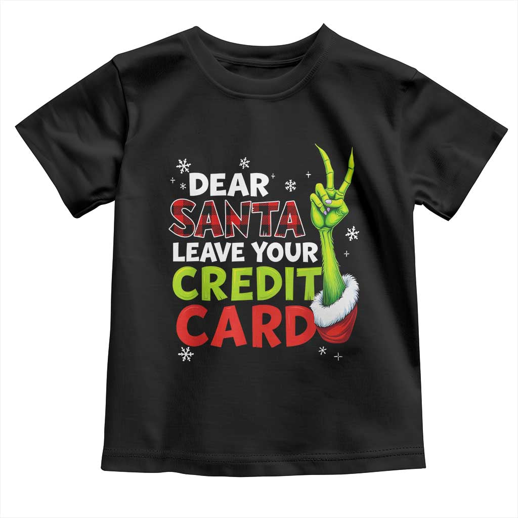 Funny Christmas Toddler T Shirt Dear Santa Leave Your Credit Card Red Plaid Pajamas - Wonder Print Shop