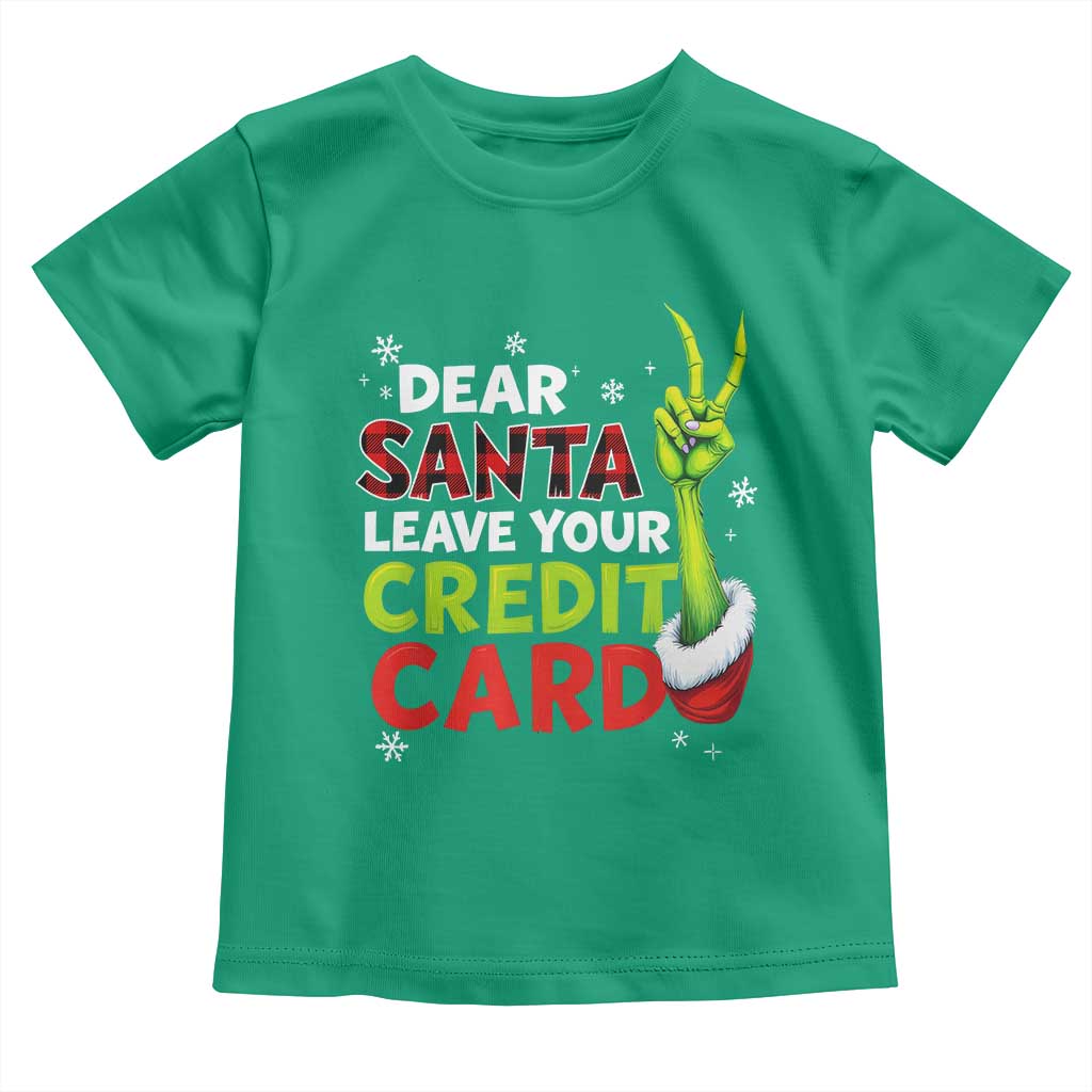 Funny Christmas Toddler T Shirt Dear Santa Leave Your Credit Card Red Plaid Pajamas - Wonder Print Shop