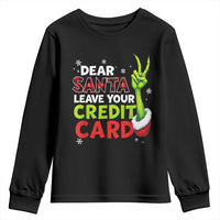 Funny Christmas Youth Sweatshirt Dear Santa Leave Your Credit Card Red Plaid Pajamas - Wonder Print Shop