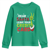 Funny Christmas Youth Sweatshirt Dear Santa Leave Your Credit Card Red Plaid Pajamas - Wonder Print Shop