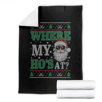 Where's My Ho At Matching Ugly Christmas Throw Blanket Santa Funny Couples - Wonder Print Shop