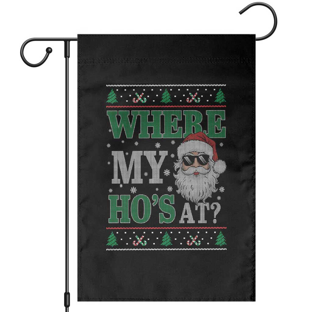 Where's My Ho At Matching Ugly Christmas Garden Flag Santa Funny Couples - Wonder Print Shop