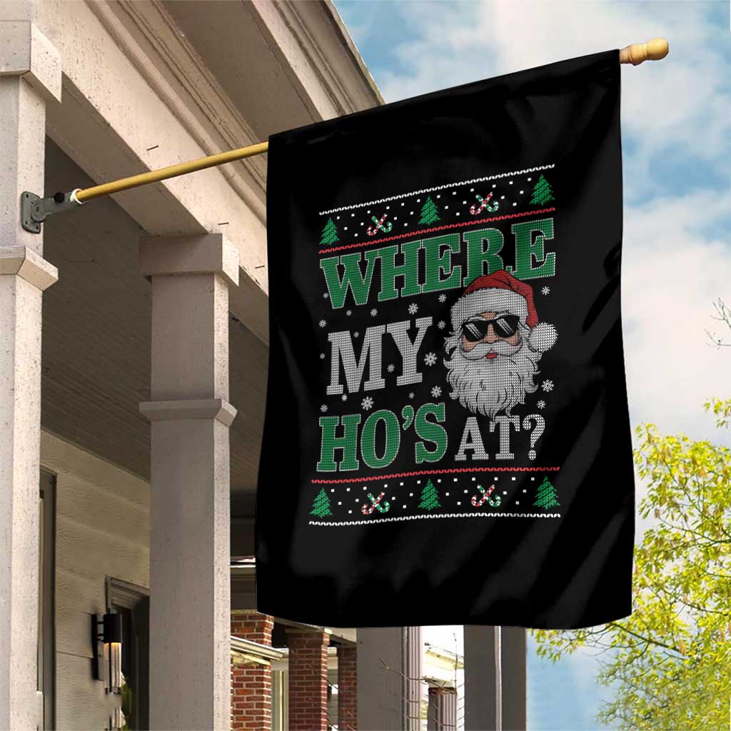 Where's My Ho At Matching Ugly Christmas Garden Flag Santa Funny Couples - Wonder Print Shop