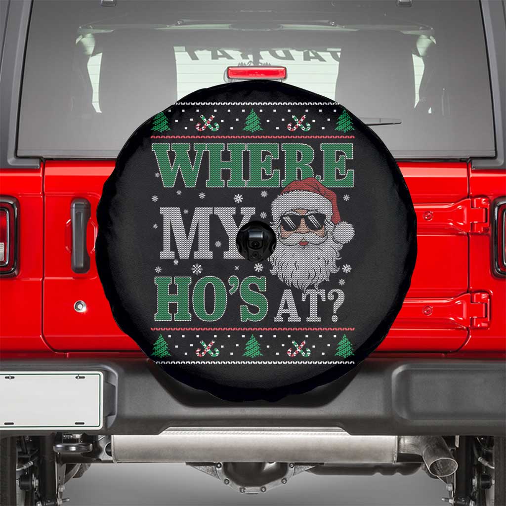 Where's My Ho At Matching Ugly Christmas Spare Tire Cover Santa Funny Couples - Wonder Print Shop