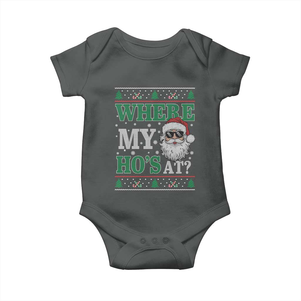 Where's My Ho At Matching Ugly Christmas Baby Onesie Santa Funny Couples - Wonder Print Shop