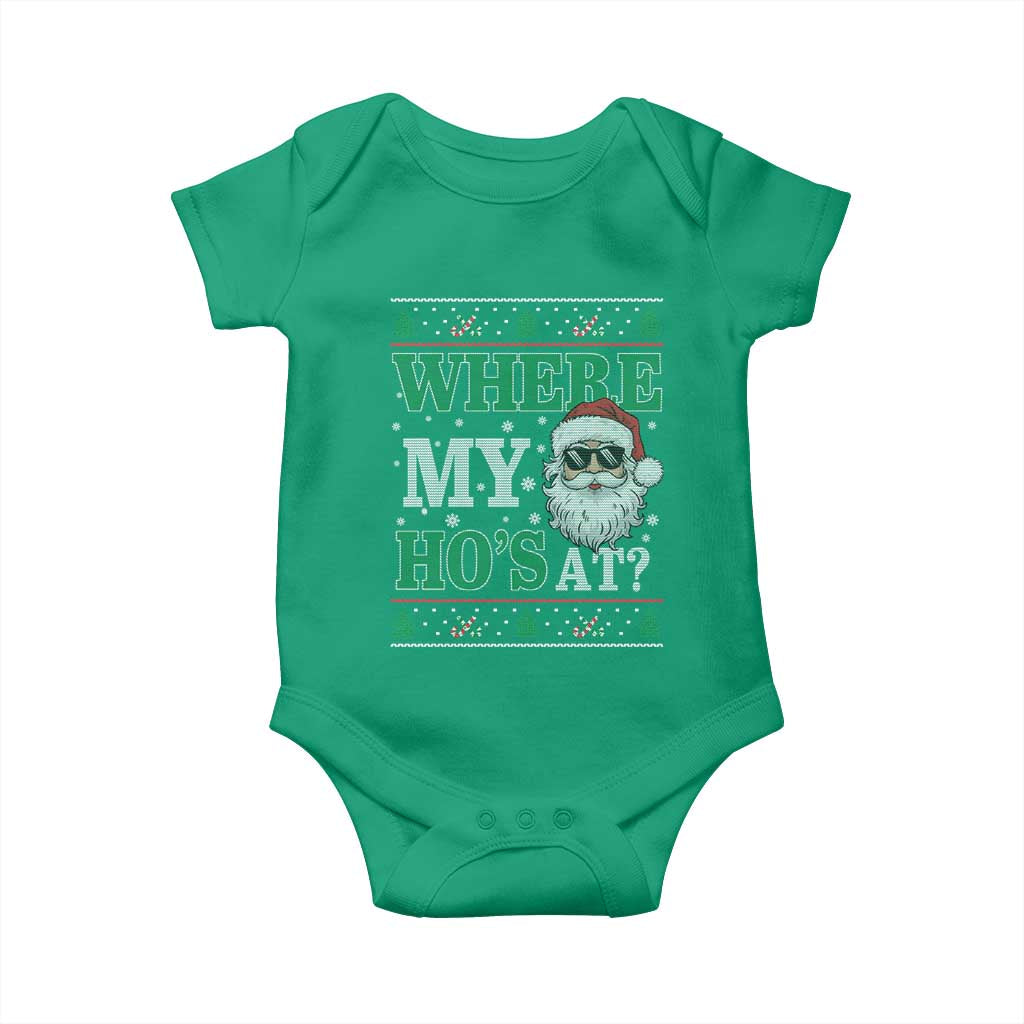 Where's My Ho At Matching Ugly Christmas Baby Onesie Santa Funny Couples - Wonder Print Shop