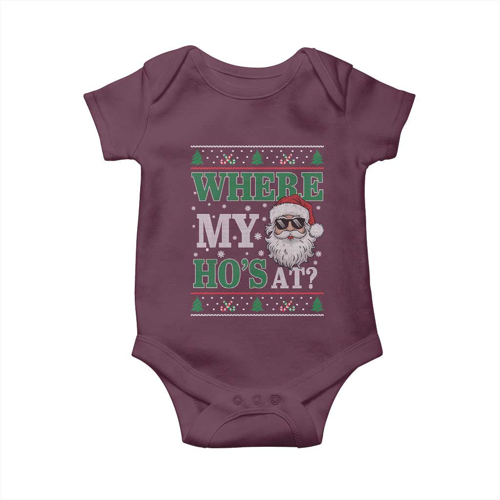Where's My Ho At Matching Ugly Christmas Baby Onesie Santa Funny Couples - Wonder Print Shop