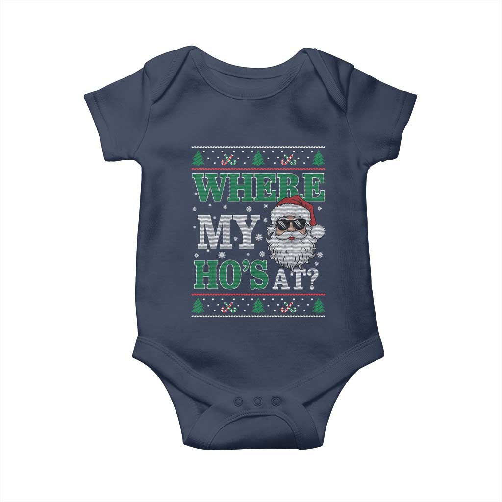 Where's My Ho At Matching Ugly Christmas Baby Onesie Santa Funny Couples - Wonder Print Shop