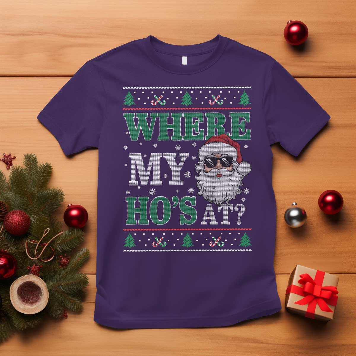 Where's My Ho At Matching Ugly Christmas T Shirt Santa Funny Couples - Wonder Print Shop