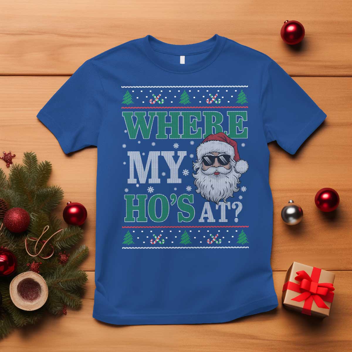 Where's My Ho At Matching Ugly Christmas T Shirt Santa Funny Couples - Wonder Print Shop