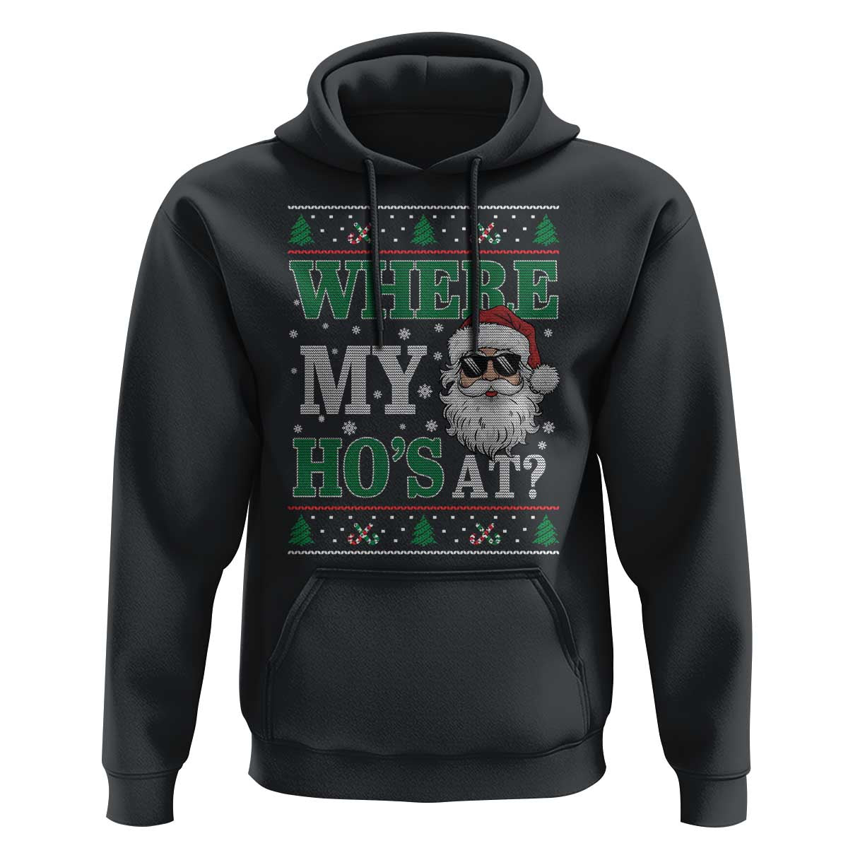 Where's My Ho At Matching Ugly Christmas Hoodie Santa Funny Couples - Wonder Print Shop