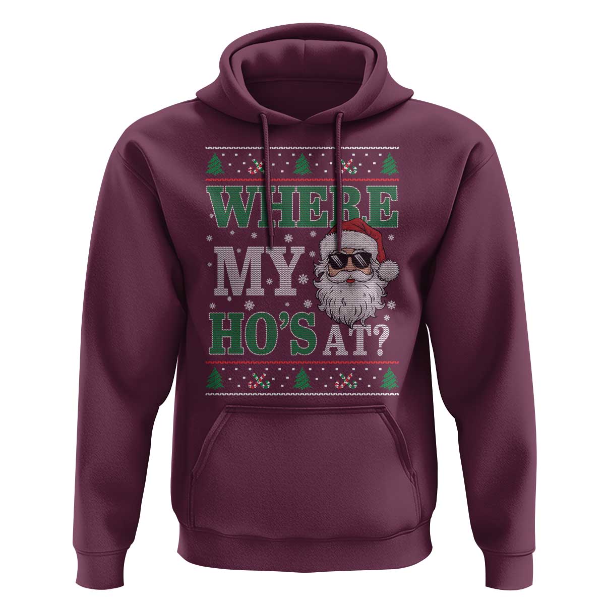Where's My Ho At Matching Ugly Christmas Hoodie Santa Funny Couples - Wonder Print Shop
