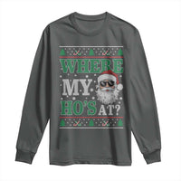 Where's My Ho At Matching Ugly Christmas Long Sleeve Shirt Santa Funny Couples - Wonder Print Shop