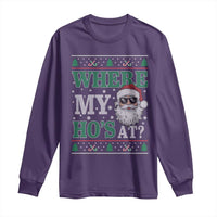 Where's My Ho At Matching Ugly Christmas Long Sleeve Shirt Santa Funny Couples - Wonder Print Shop