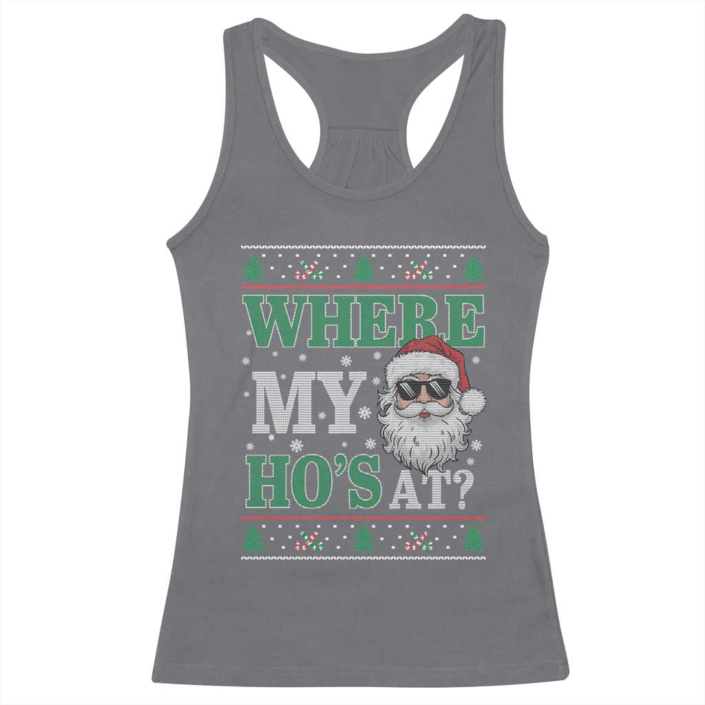 Where's My Ho At Matching Ugly Christmas Racerback Tank Top Santa Funny Couples - Wonder Print Shop