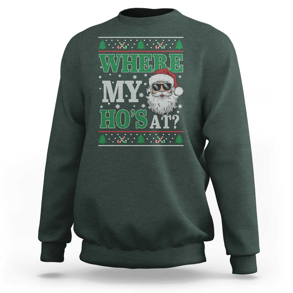 Where's My Ho At Matching Ugly Christmas Sweatshirt Santa Funny Couples - Wonder Print Shop