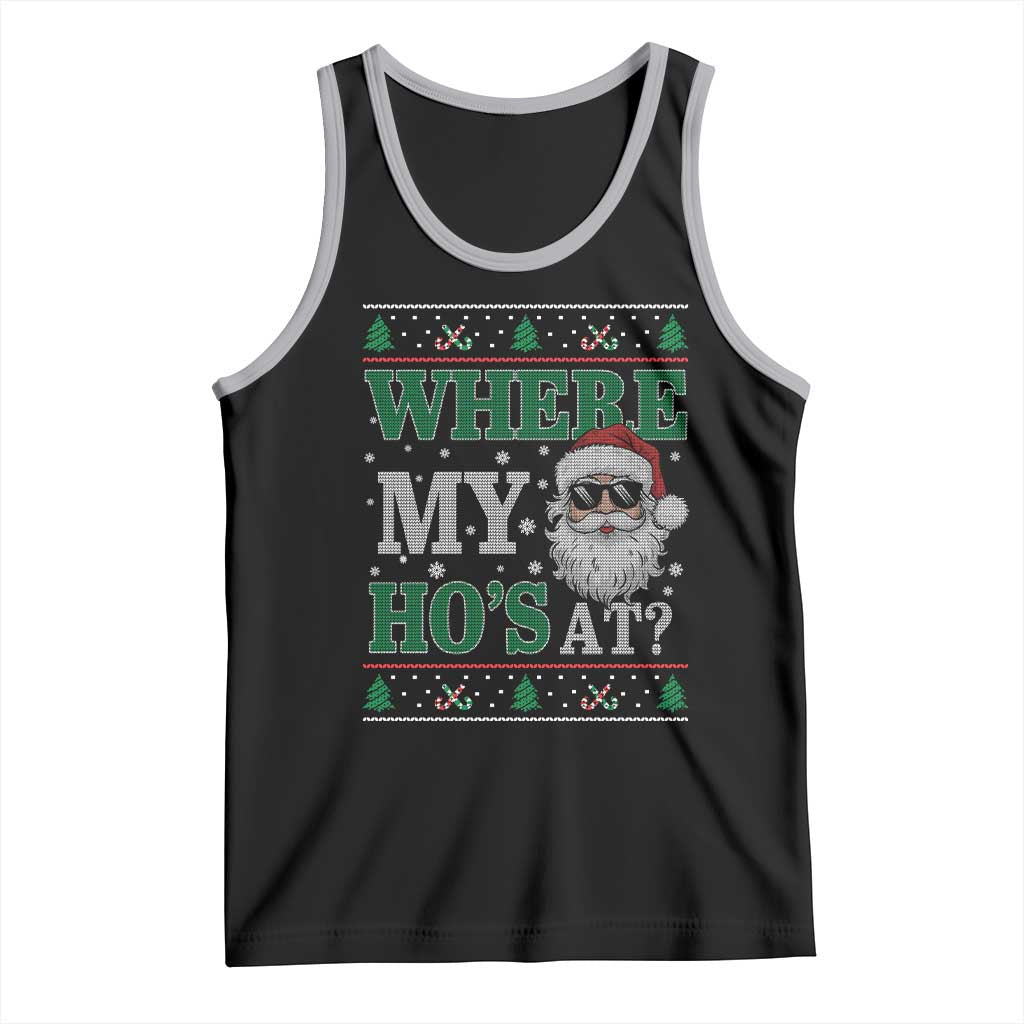 Where's My Ho At Matching Ugly Christmas Tank Top Santa Funny Couples - Wonder Print Shop