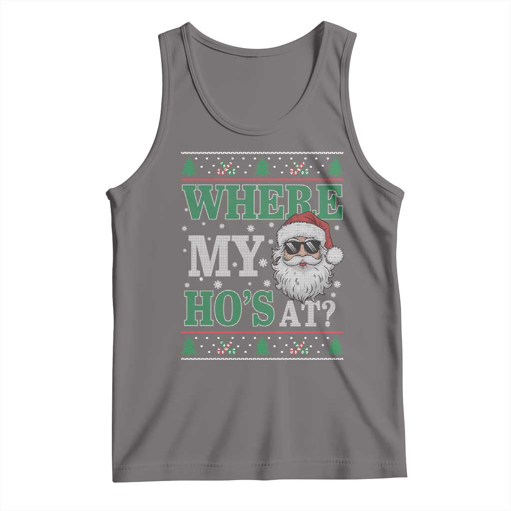 Where's My Ho At Matching Ugly Christmas Tank Top Santa Funny Couples - Wonder Print Shop