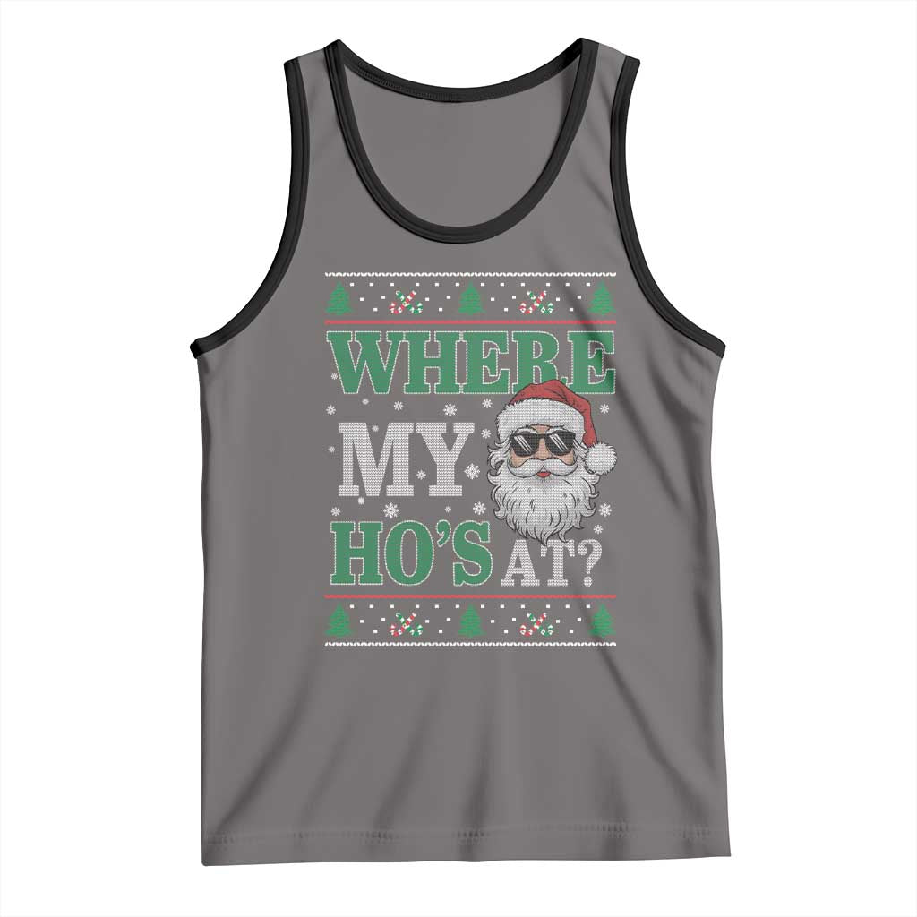 Where's My Ho At Matching Ugly Christmas Tank Top Santa Funny Couples - Wonder Print Shop