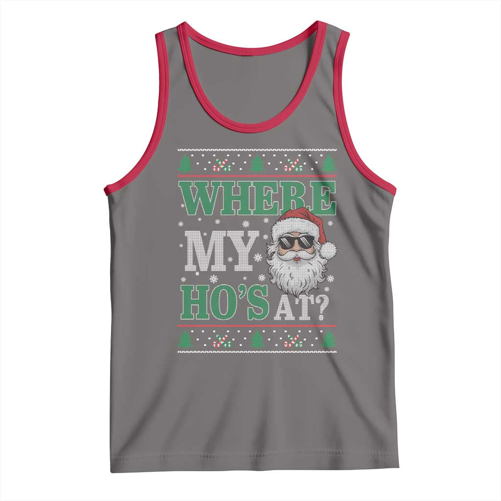 Where's My Ho At Matching Ugly Christmas Tank Top Santa Funny Couples - Wonder Print Shop