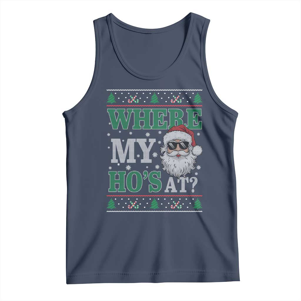 Where's My Ho At Matching Ugly Christmas Tank Top Santa Funny Couples - Wonder Print Shop