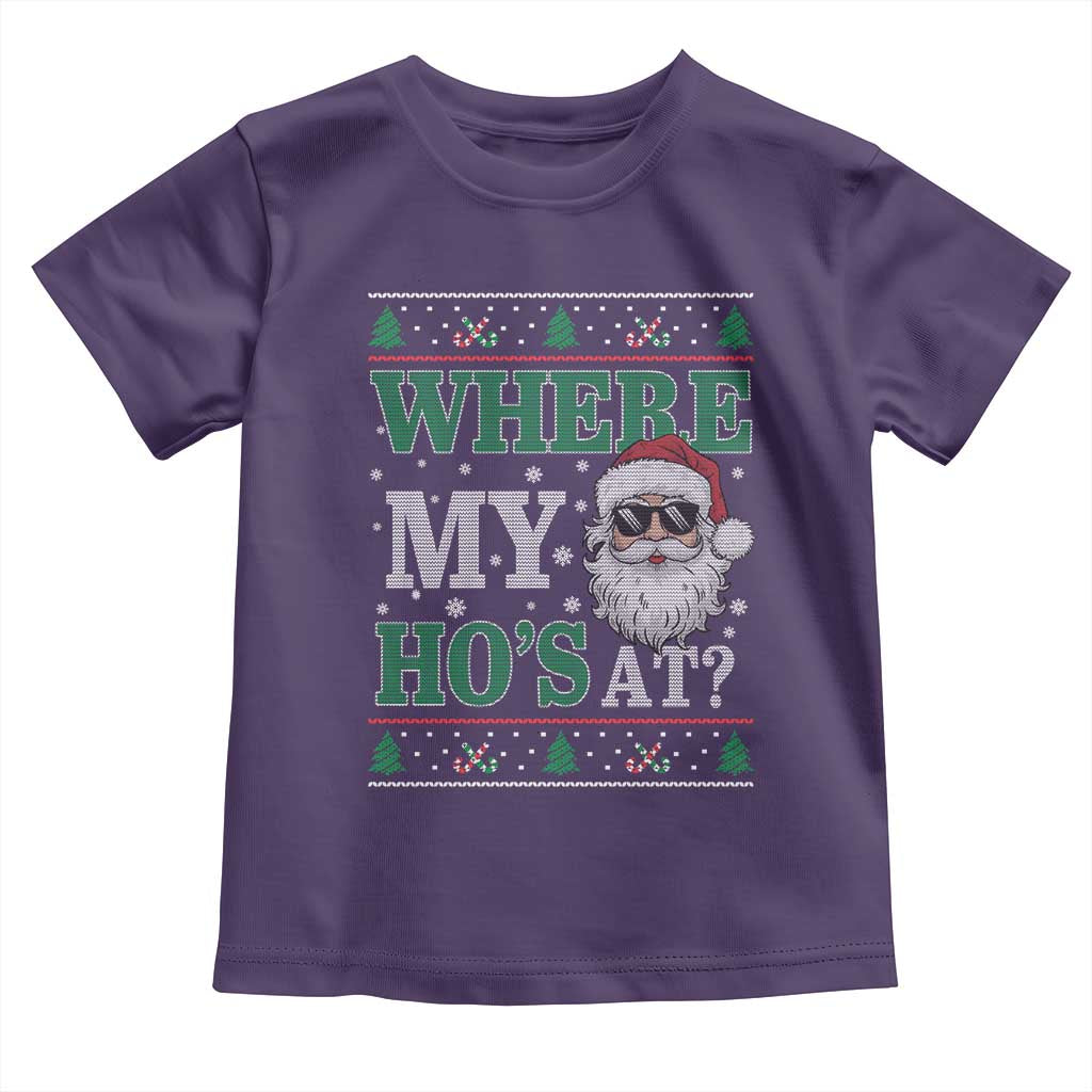 Where's My Ho At Matching Ugly Christmas Toddler T Shirt Santa Funny Couples - Wonder Print Shop