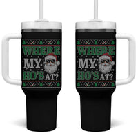 Where's My Ho At Matching Ugly Christmas Tumbler With Handle Santa Funny Couples - Wonder Print Shop