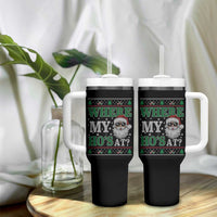 Where's My Ho At Matching Ugly Christmas Tumbler With Handle Santa Funny Couples - Wonder Print Shop