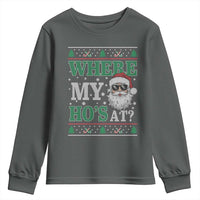 Where's My Ho At Matching Ugly Christmas Youth Sweatshirt Santa Funny Couples - Wonder Print Shop