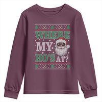 Where's My Ho At Matching Ugly Christmas Youth Sweatshirt Santa Funny Couples - Wonder Print Shop