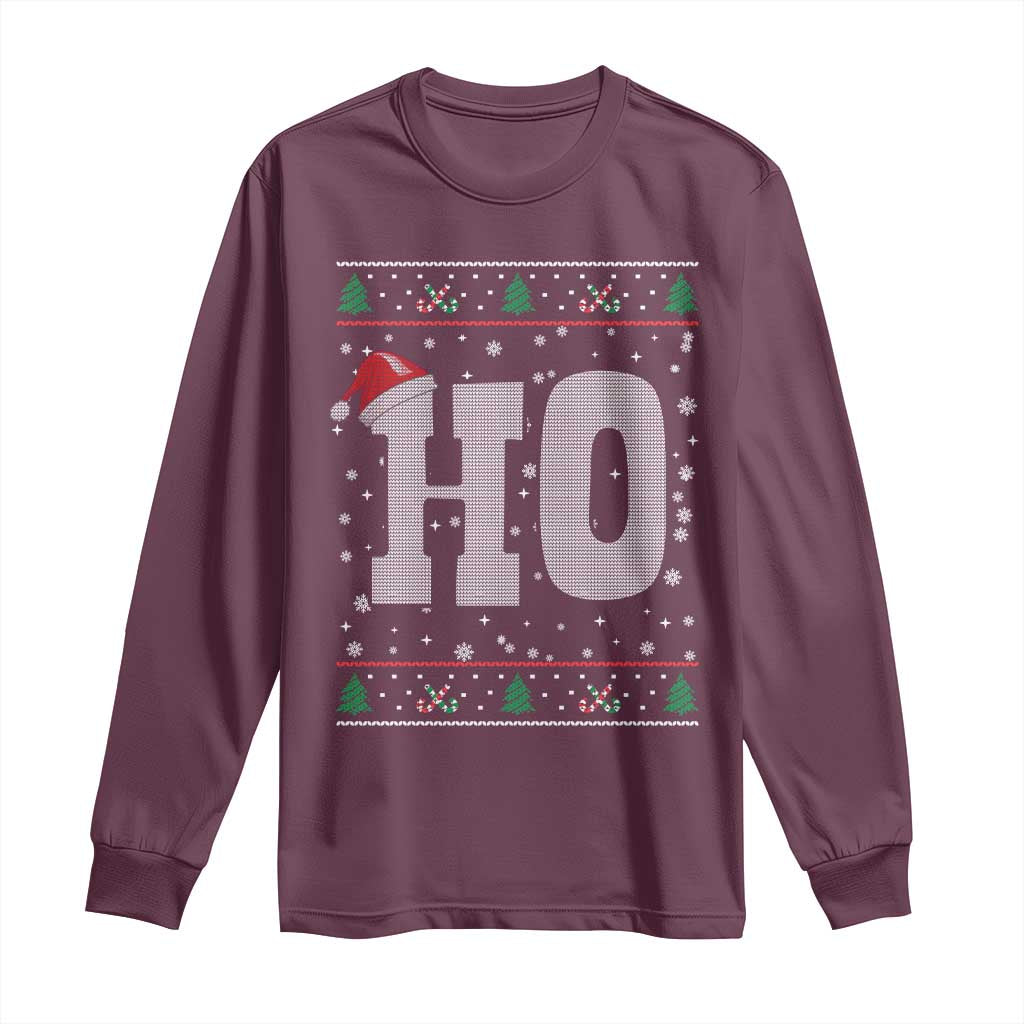 Where's My Ho At Matching Ugly Christmas Long Sleeve Shirt Ho Funny Couples - Wonder Print Shop