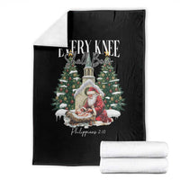 Every Knee Shall Bow Throw Blanket Nativity Scene Santa and Baby Jesus Christmas - Wonder Print Shop