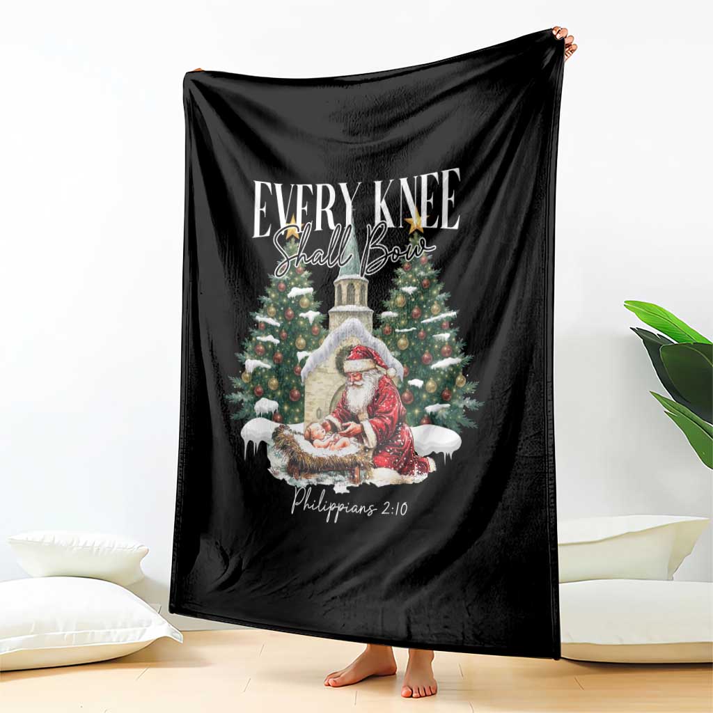 Every Knee Shall Bow Throw Blanket Nativity Scene Santa and Baby Jesus Christmas - Wonder Print Shop