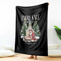 Every Knee Shall Bow Throw Blanket Nativity Scene Santa and Baby Jesus Christmas - Wonder Print Shop