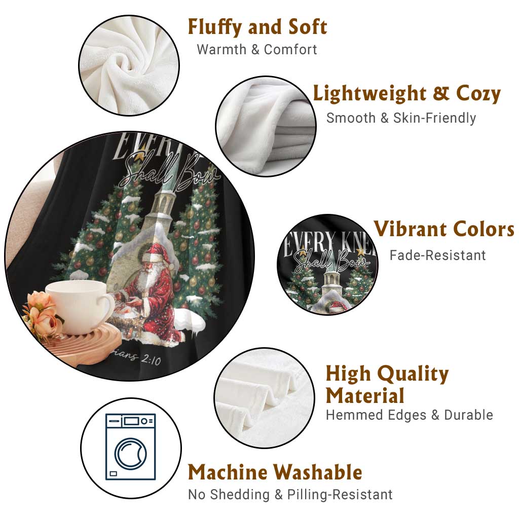 Every Knee Shall Bow Throw Blanket Nativity Scene Santa and Baby Jesus Christmas - Wonder Print Shop