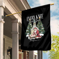Every Knee Shall Bow Garden Flag Nativity Scene Santa and Baby Jesus Christmas - Wonder Print Shop