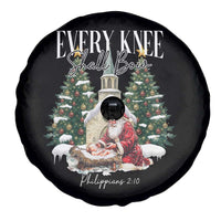 Every Knee Shall Bow Spare Tire Cover Nativity Scene Santa and Baby Jesus Christmas - Wonder Print Shop