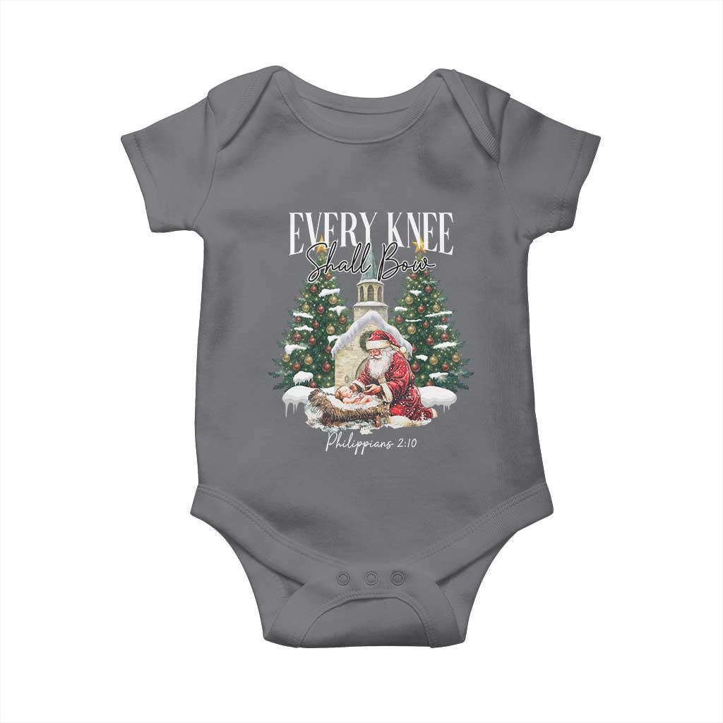 Every Knee Shall Bow Baby Onesie Nativity Scene Santa and Baby Jesus Christmas - Wonder Print Shop